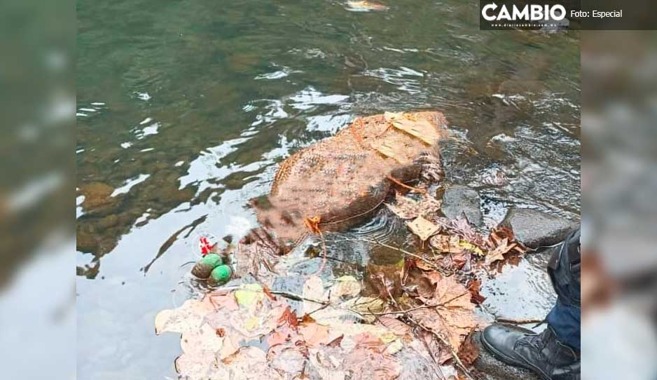 Localizan cadáver amarrado y flotando en río de Hueytamalco