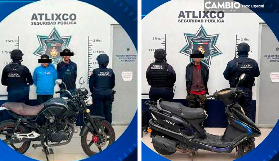 Detienen a tres por robo de motocicleta en Atlixco