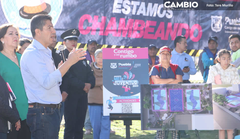 Lalo Rivera inicia obras en deportivo de Las Hadas, colonia que más paga predial