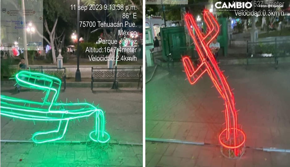 Vandalizan adornos de fiestas patrias en parque de Tehuacán