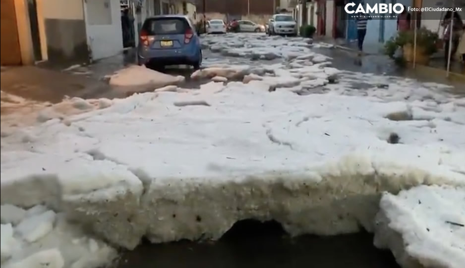 VIDEO: Colonia atrás de la zona de los Estadios queda sepultada ante caída de fuerte granizo