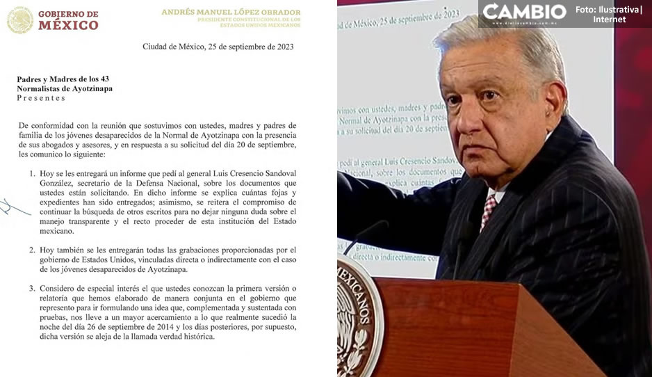 Esta es la CARTA que envió AMLO a padres de los 43 normalistas tras reunión