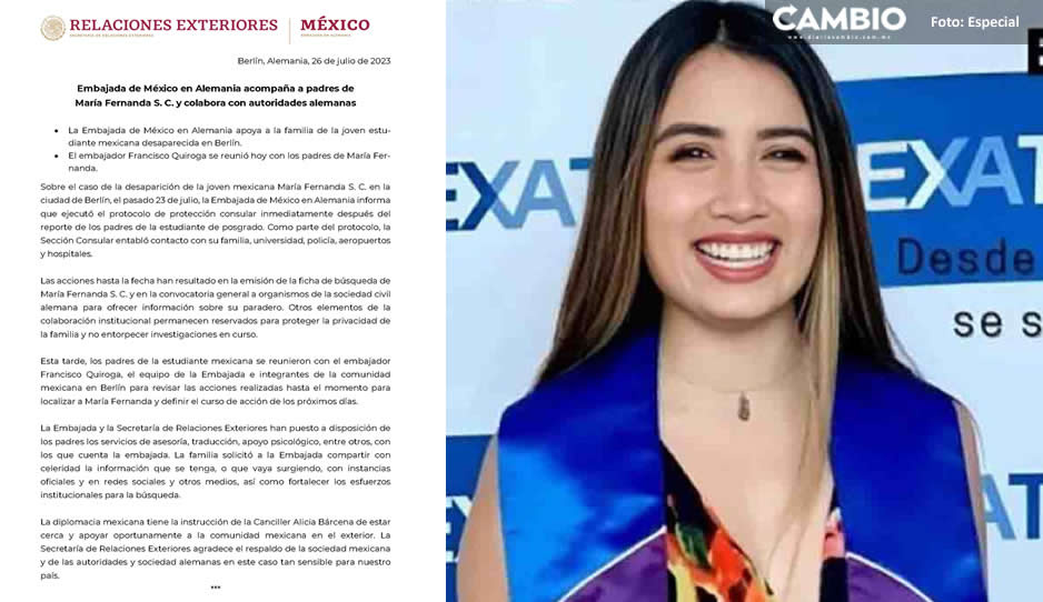 Padres de la joven mexicana desaparece en Berlín se reúnen con embajador