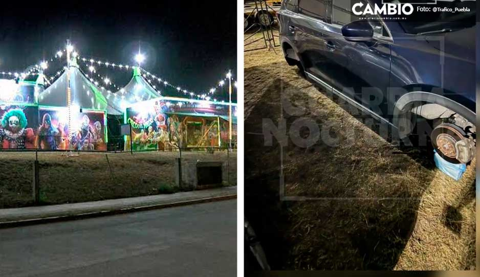 Mientras familias disfrutaban del circo, ladrones desvalijaban sus autos en Angelópolis (VIDEO)