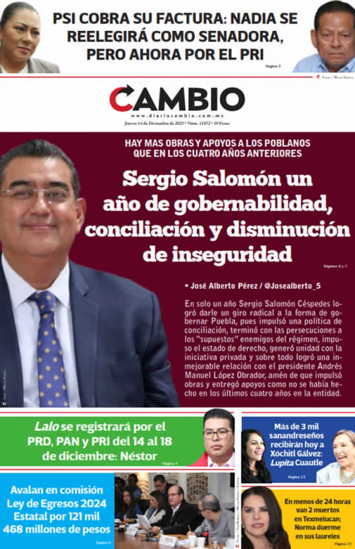 Sergio Salomón un año de gobernabilidad,  conciliación y disminución de inseguridad