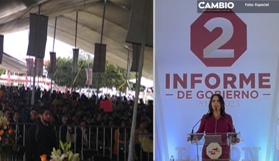 Entre acarreados, Norma Layón rinde su 2do Informe de Labores en Texmelucan