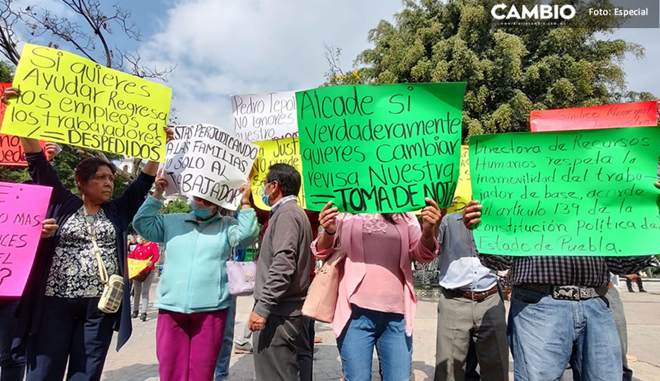 Se manifiesta el Nuevo sindicato del Ayuntamiento en Tehuacán; exigen reinstalar a personal despedido