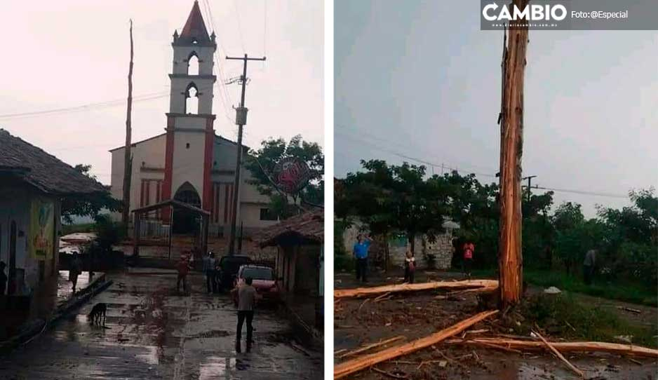 FOTO: Así quedó palo para los voladores tras impacto de un rayo en Olintla