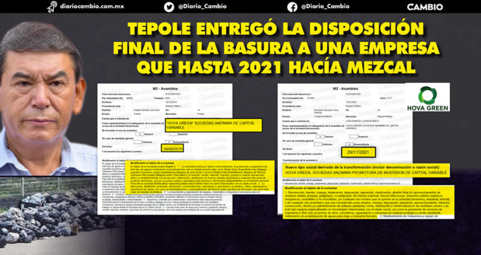 ¿Licitación a modo de Tepole? Hova Green pasó de embotelladora de mezcal a empresa aprovechadora de basura en 2021