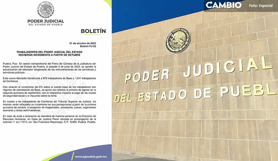 OFICIAL: Trabajadores del Poder Judicial del estado recibirán un aumento salarial del 6 %