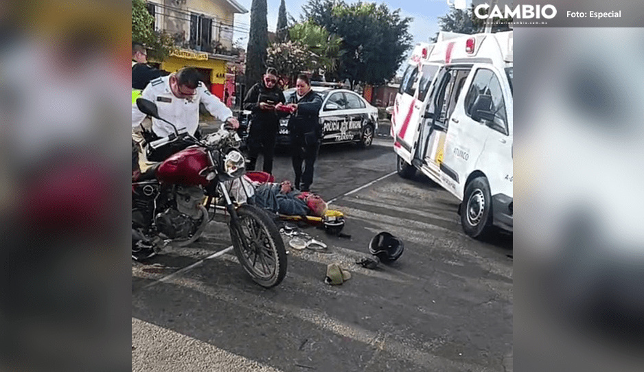 Trágico choque deja a motociclista lesionado en Atlixco