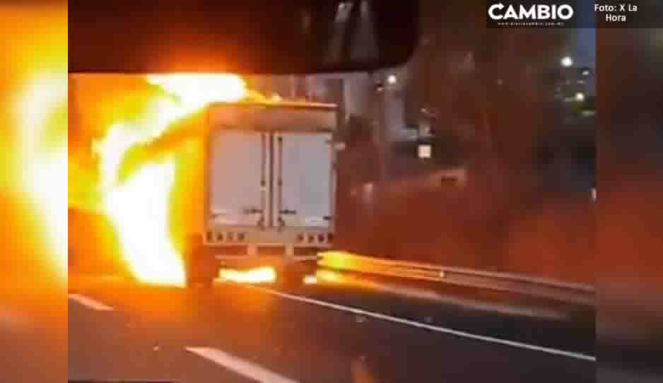 Camioneta arde en llamas y provoca fuerte movilización en Ocoyucan (VIDEO)