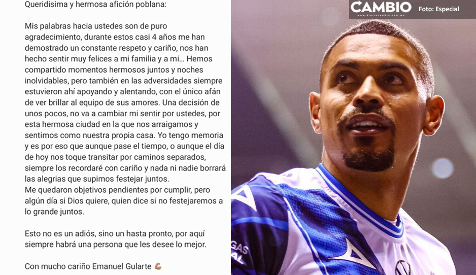 Gularte se despide del Club Puebla: fue una decisión de unos pocos