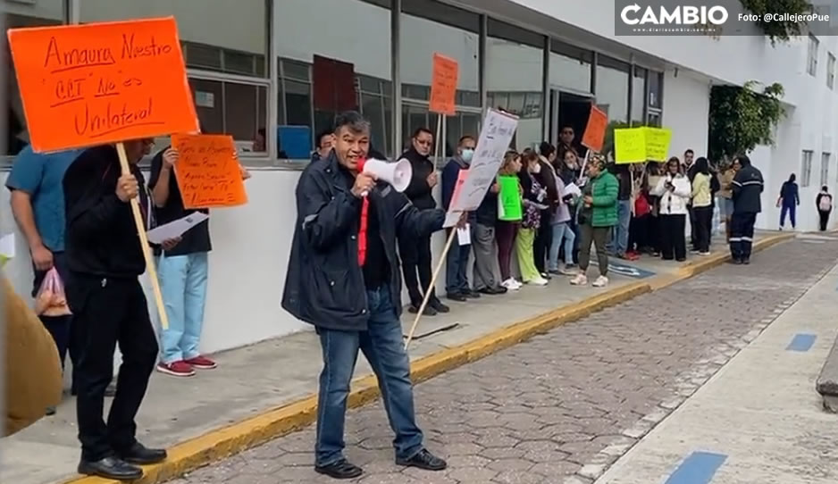 Trabajadores del ISSSTEP inician paro de labores indefinido