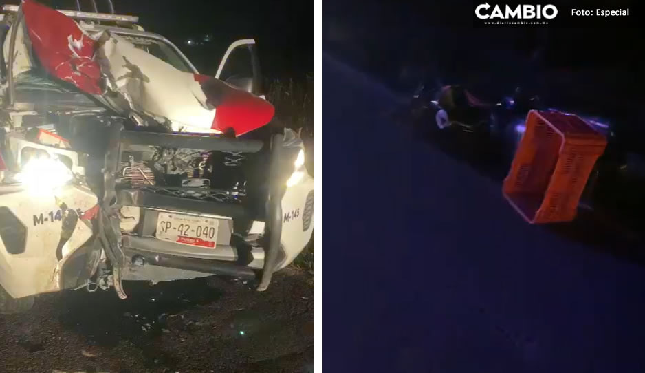 Policías municipales chocan de frente vs motociclistas en Cuautinchán: hay un muerto (VIDEO)