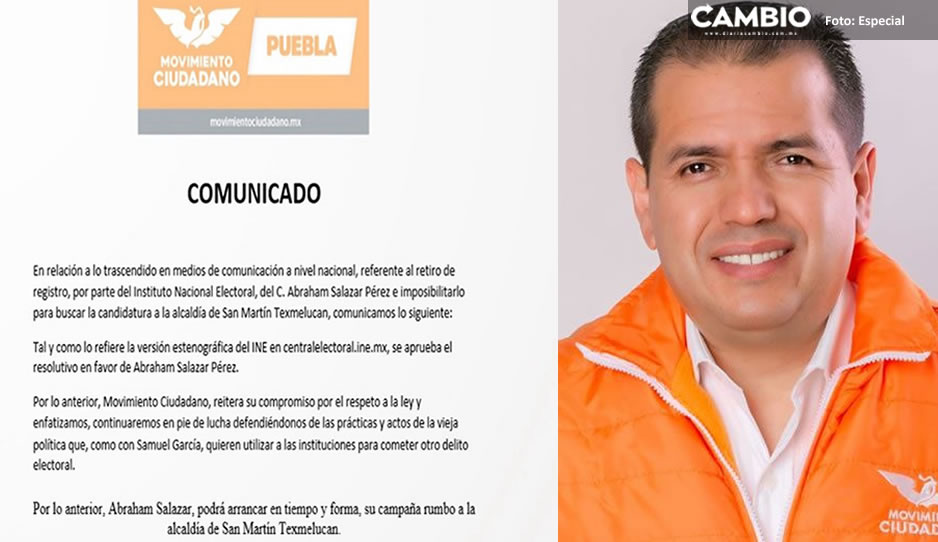 Confirma MC a Abraham Salazar como candidato a la alcaldía de Texmelucan
