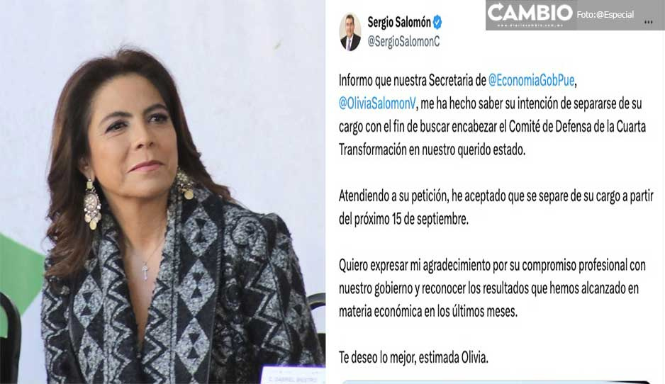 Olivia Salomón dejará la Secretaria de Economía; va por la gubernatura de Puebla