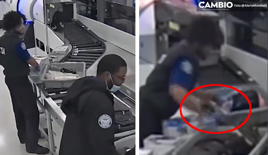 VIDEO: Agentes de seguridad de aeropuerto son captados robando a pasajeros