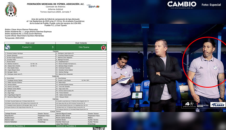 Pueden perder los tres puntos: Noriega estuvo en la banca del Club Puebla de forma indebida