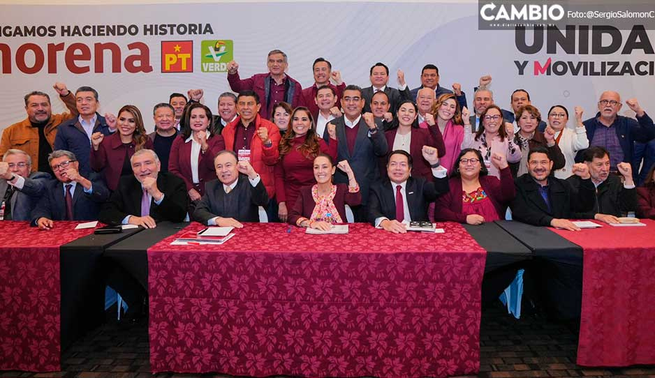 Acompaña Sergio Salomón a Sheinbaum a su registro ante el INE como candidata presidencial
