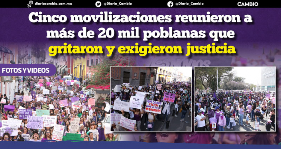 Marea morada inunda las calles de Puebla en una jornada histórica: 20 mil mujeres marchan por el 8M