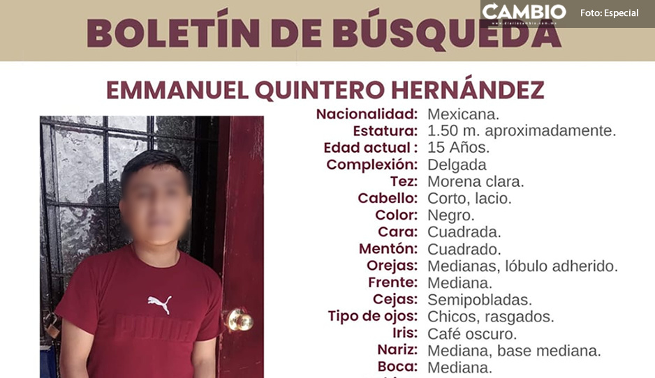¡Ayuda a localizarlo! Emmanuel Quintero salió de su casa en Zinacantepec y ya no regresó