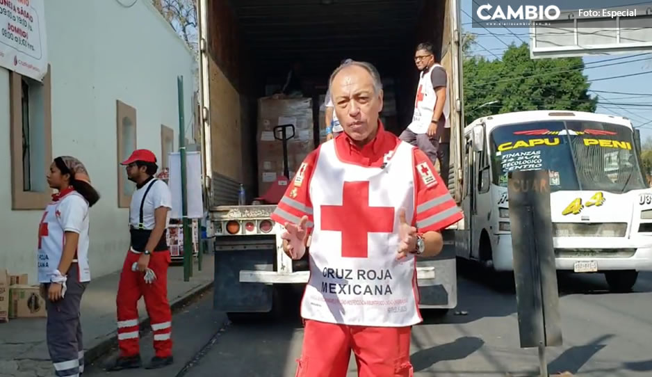 Otro granito de arena; Cruz Roja de Puebla envía 50 toneladas de víveres a damnificados de Guerrero (VIDEO)