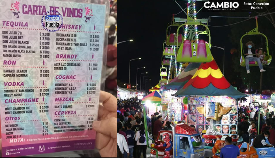Estos son los precios de alcohol en el Palenque; van desde 60 pesos hasta 9 mil pesos