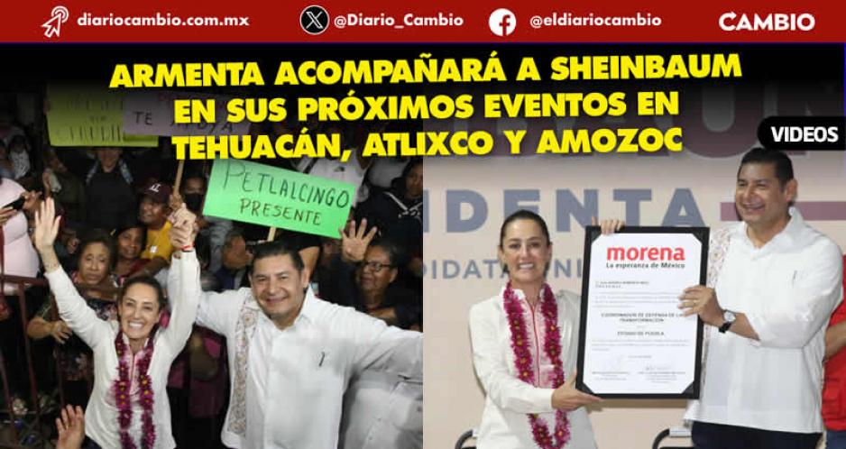 Armenta recibe de Sheinbaum su constancia como coordinador estatal de la 4T en Puebla