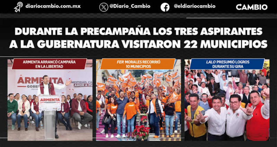 Se acaban precampañas a gobernador: Armenta, Fer Morales y Lalo Rivera estorban a la Navidad y Año Nuevo