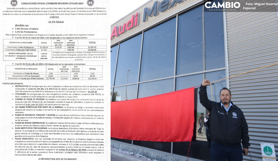 Cede Audi y ofrece 10.2 de aumento: Sitaudi acepta pero lo condiciona a votación