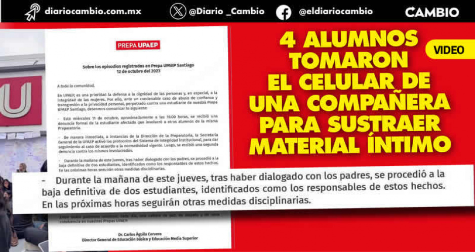 UPAEP revictimiza a alumnas a las que les filtraron su pack y solo da de baja a dos de los cuatro responsables