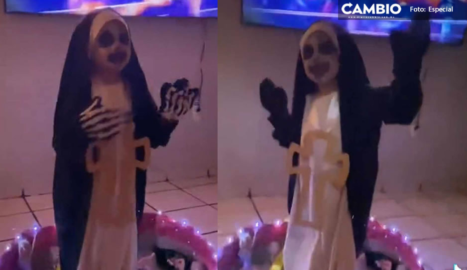 ¡Cosita! Niña enternece las redes con disfraz de &quot;La Monja Viral de TikTok&quot; (VIDEO)