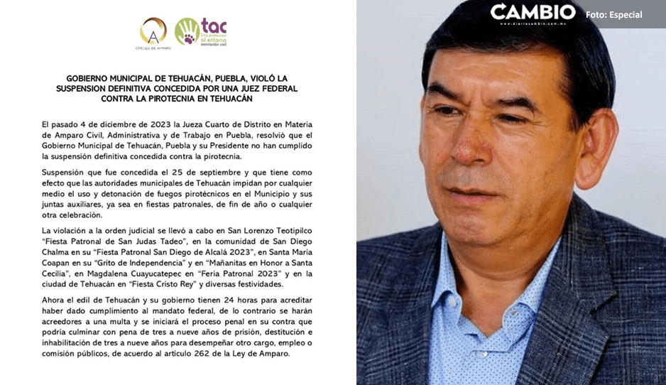 Juez ordena a Tepole acreditar cumplimiento de suspensión de pirotecnia en Tehuacán