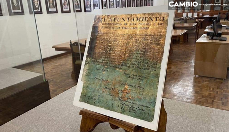 Suma Unesco documento resguardado por el ayuntamiento de Puebla al programa &quot;Memorias del Mundo&quot;