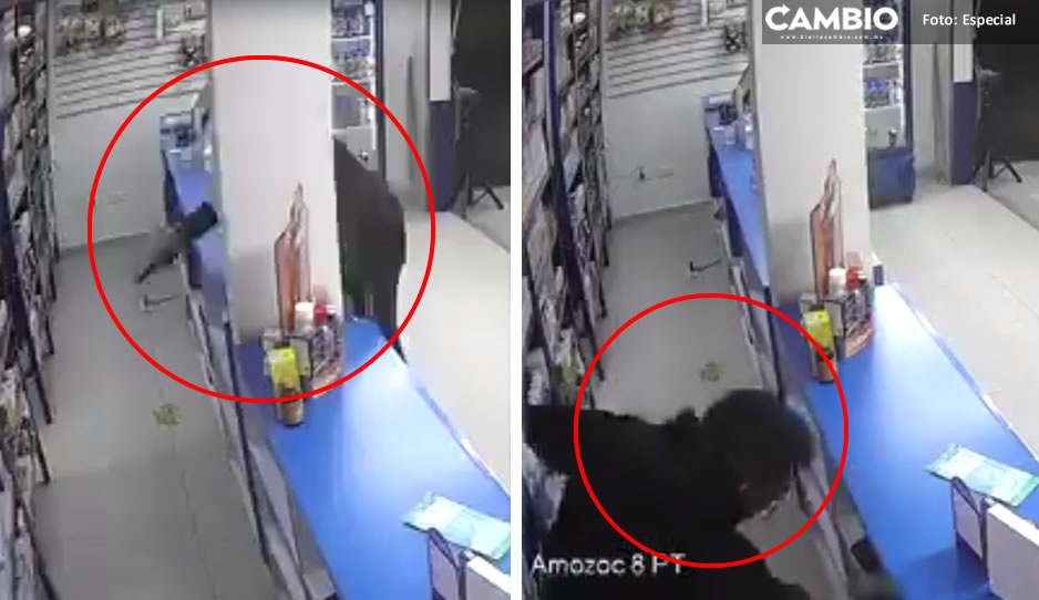 VIDEO: Ladrón solitario asalta a farmacia en Chachapa