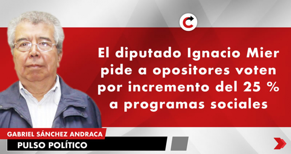 El diputado Ignacio Mier pide a opositores voten por incremento del 25 % a programas sociales