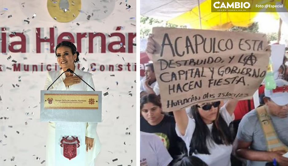 Alcaldesa de Chilpancingo celebra con pirotecnia informe en medio de la tragedia en Acapulco