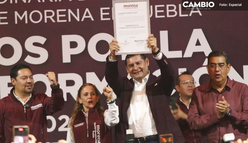 Ungen a Armenta como candidato único de Morena para la gubernatura de Puebla (VIDEO)