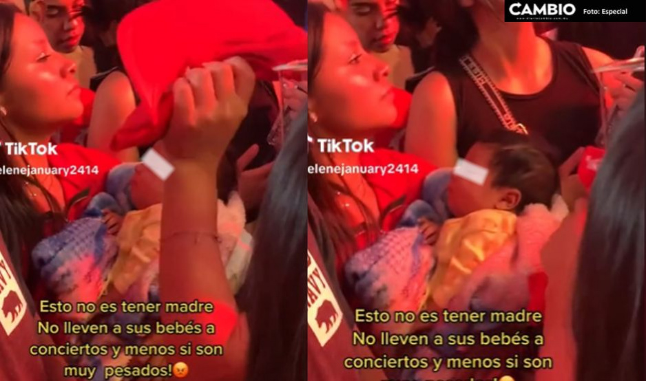 ¿Malos padres? Llevan a bebé a concierto de Cartel de Santa en la Feria de Puebla (VIDEO)