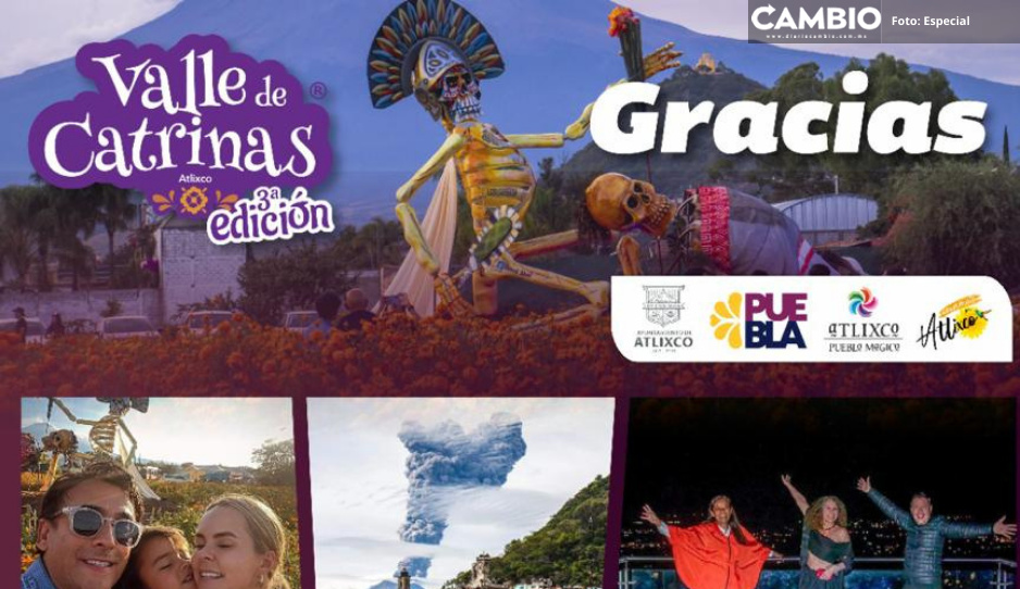 Todo un éxito el Valle de Catrinas en Atlixco: asisten más de 400 mil turistas