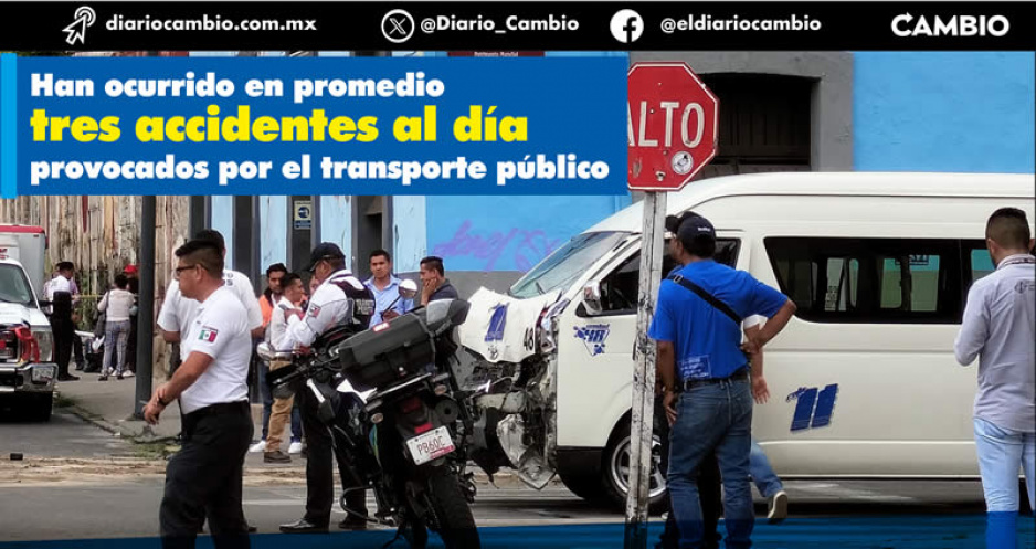 En 18 días cafres del transporte público provocan 46 accidentes: dos poblanas murieron atropelladas