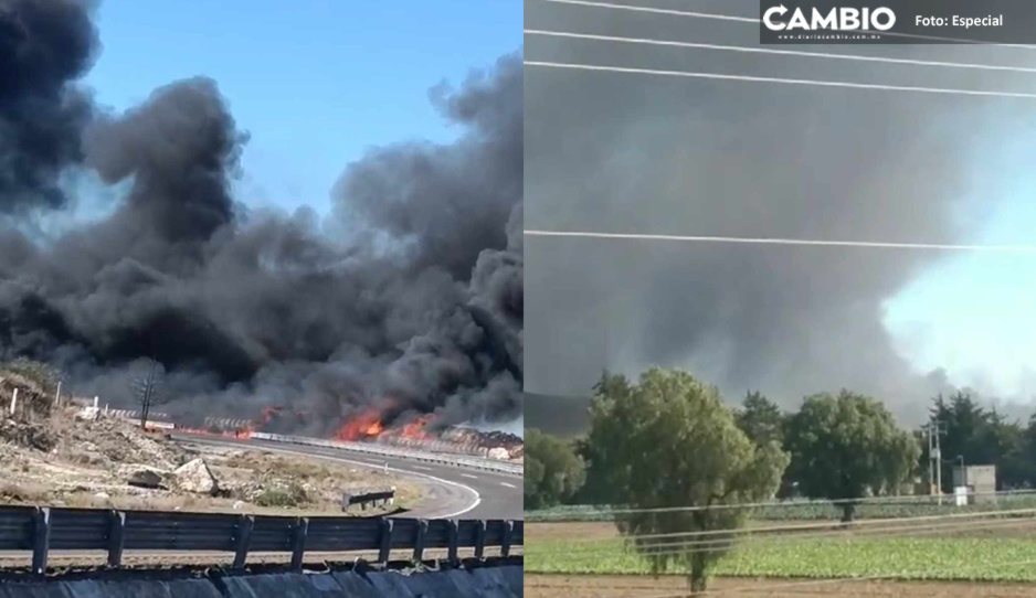 Pipa se incendia y provoca cierre en la Puebla-Orizaba (VIDEO)
