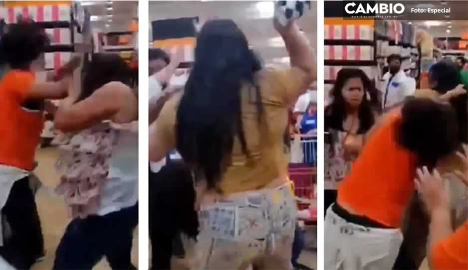 VIDEO: Farderas pelean a sartenazos con empleada en Chedraui