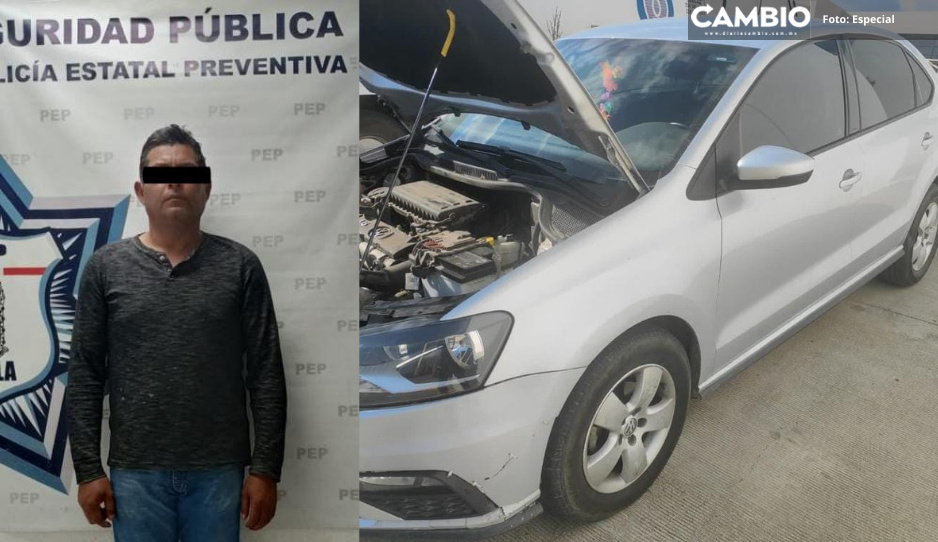 Detienen a policía de tránsito con vehículo robado y arma de fuego en Chalchicomula