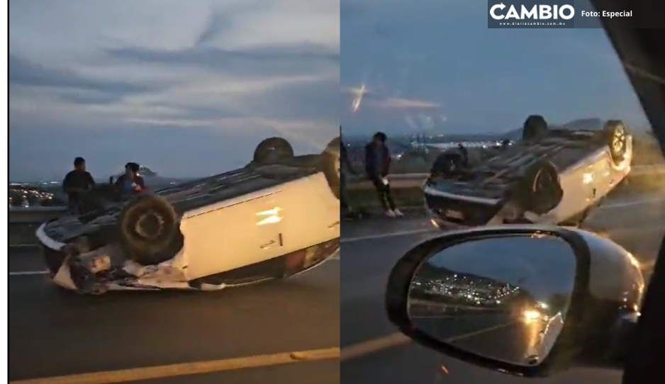 Volcadura en la autopista Siglo XXI deja dos lesionados