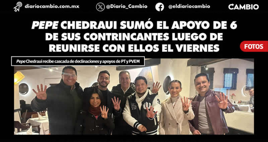 Pepe Chedraui recibe cascada de declinaciones y apoyos PT y PVEM