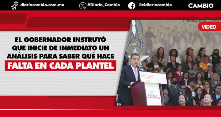 Sergio Salomón anuncia modernización de los 33 Centros Escolares que hay en Puebla