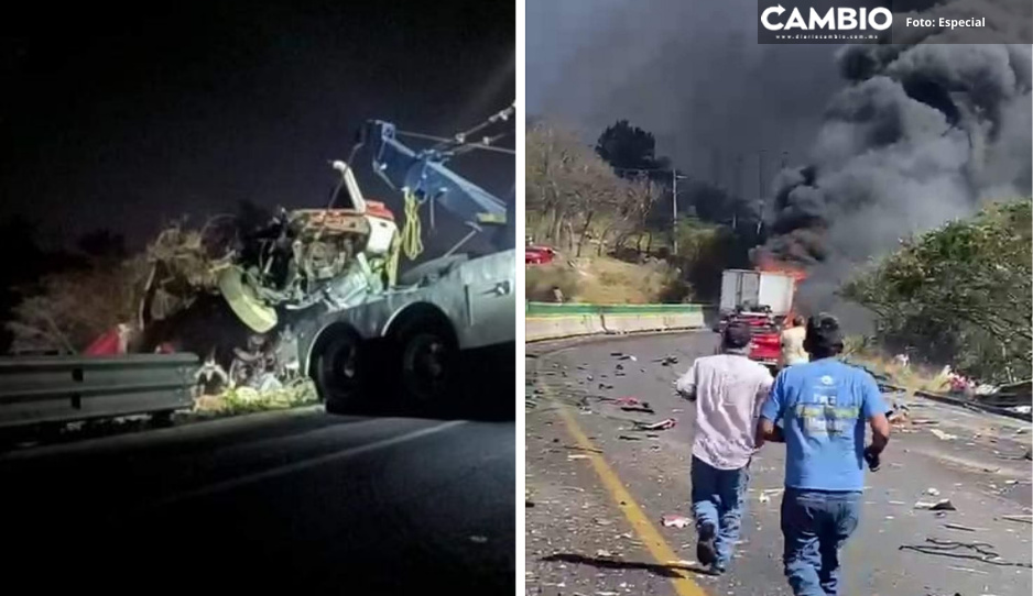 Después de 12 horas, reabren la Puebla-Orizaba tras choque e incendio de tráiler