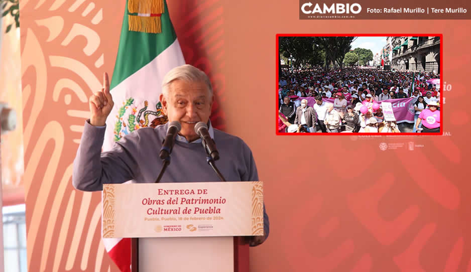 Desde Puebla, AMLO se lanza vs la Marea Rosa y la marcha &quot;ciudadana&quot;